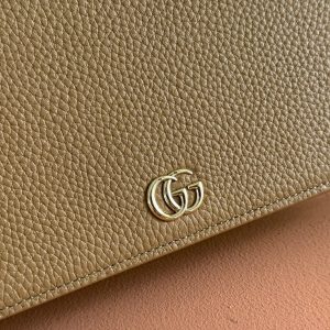 Gucci Marmont Chain Wallet Brown mix Light Green Leather 254943