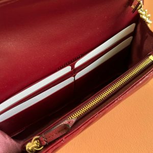 Gucci Marmont Chain Wallet Rosso Ancora Red Cowhide 254968