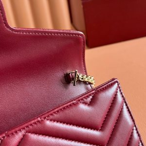 Gucci Marmont Chain Wallet Rosso Ancora Red Cowhide 254968