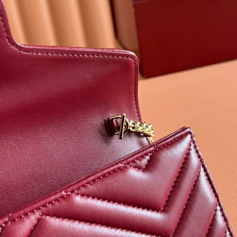 Gucci Marmont Chain Wallet Rosso Ancora Red Cowhide 254968