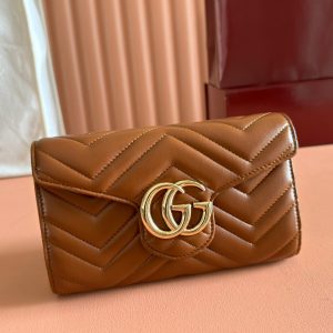 img_89648692_20250628_i1751107122_4131_7_jpg Gucci Marmont Chain Wallet Brown Cowhide 254969