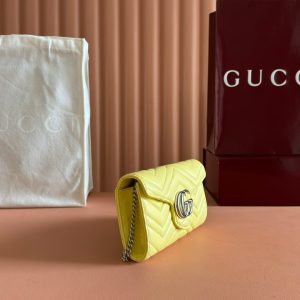 Gucci Marmont Chain Wallet Yellow Cowhide 254973