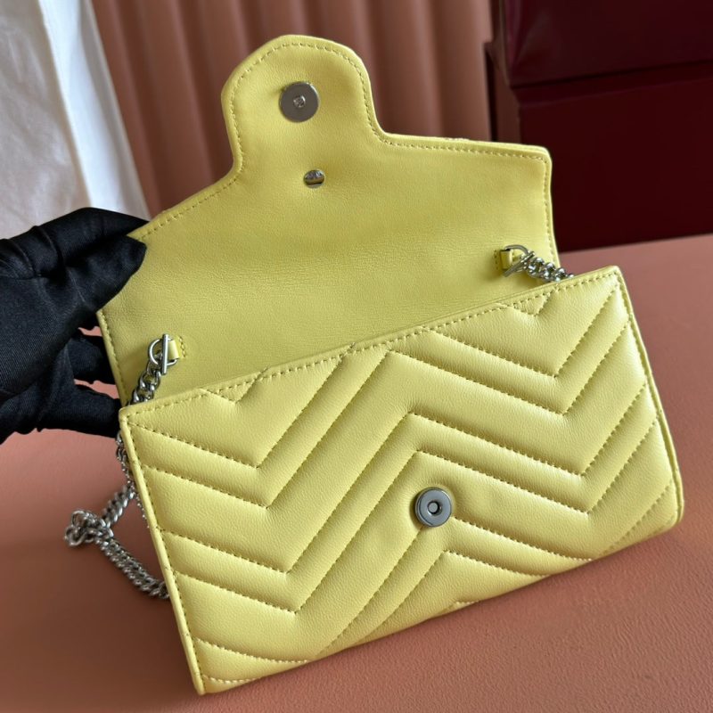 Gucci Marmont Chain Wallet Yellow Cowhide 254973
