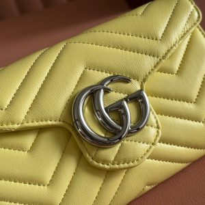 Gucci Marmont Chain Wallet Yellow Cowhide 254973