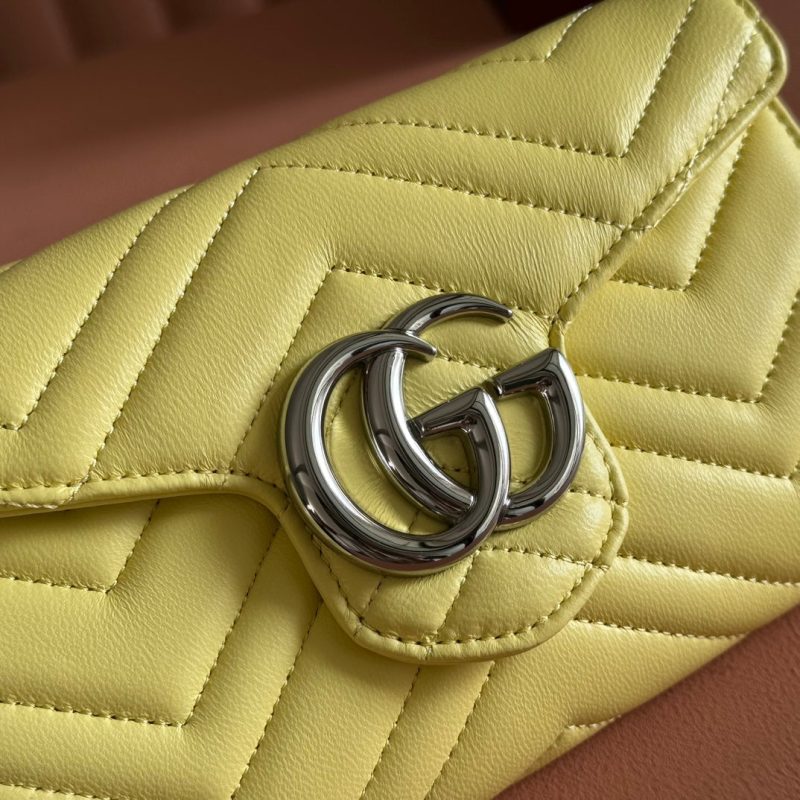 Gucci Marmont Chain Wallet Yellow Cowhide 254973