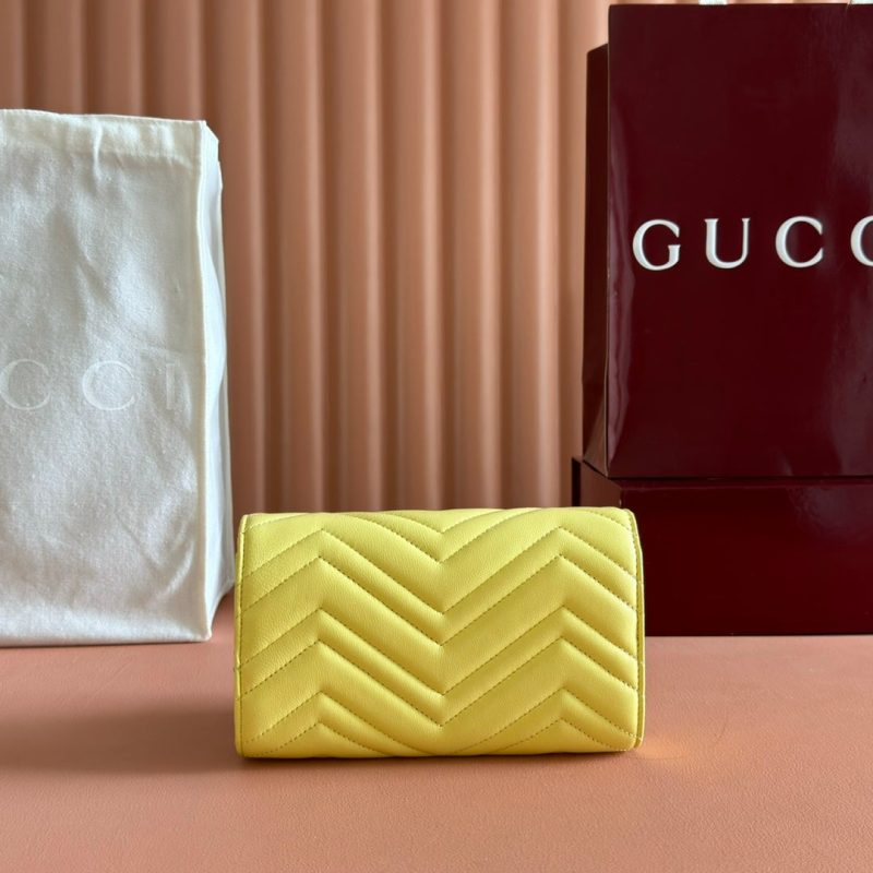 Gucci Marmont Chain Wallet Yellow Cowhide 254973