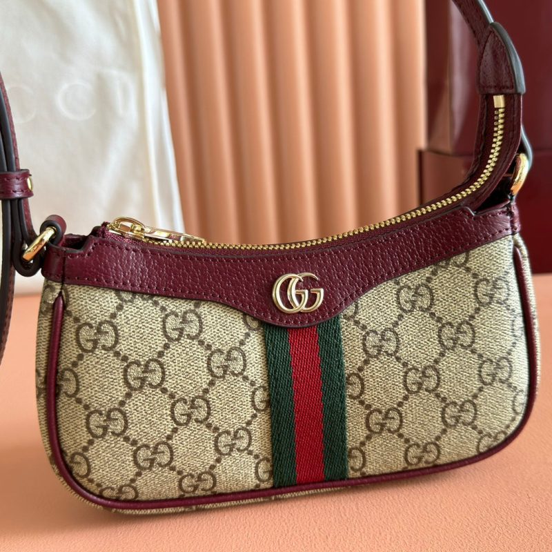 GG Ophidia Mini Shoulder Bag Red Beige Brown Leather Canvas