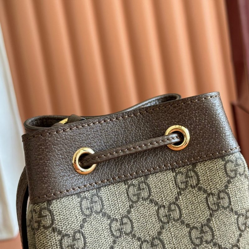 GG Ophidia Mini Bucket Bag Beige Brown Canvas Leather