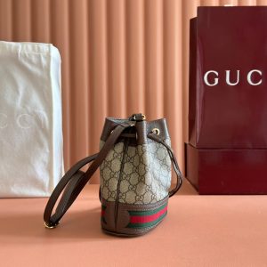 GG Ophidia Mini Bucket Bag Beige Brown Canvas Leather