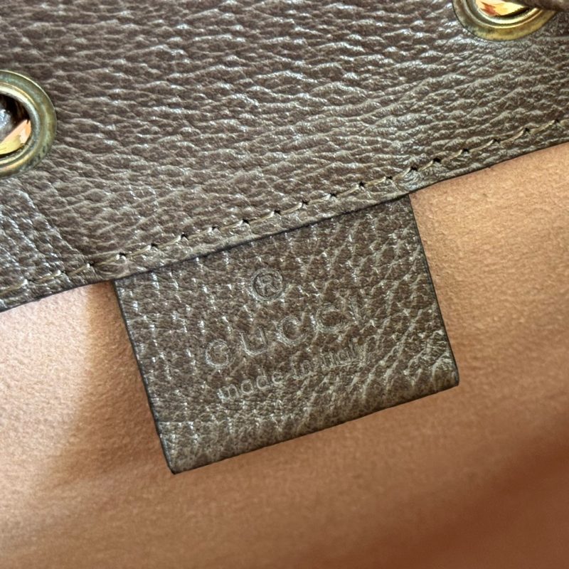 GG Ophidia Mini Bucket Bag Beige Brown Canvas Leather