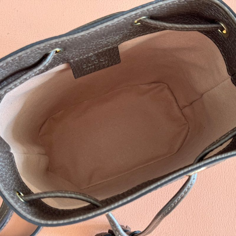 GG Ophidia Mini Bucket Bag Beige Brown Canvas Leather