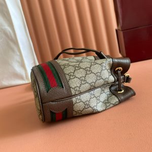 GG Ophidia Mini Bucket Bag Beige Brown Canvas Leather