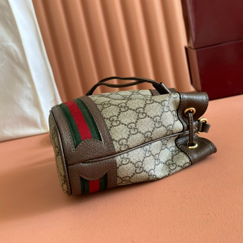 GG Ophidia Mini Bucket Bag Beige Brown Canvas Leather