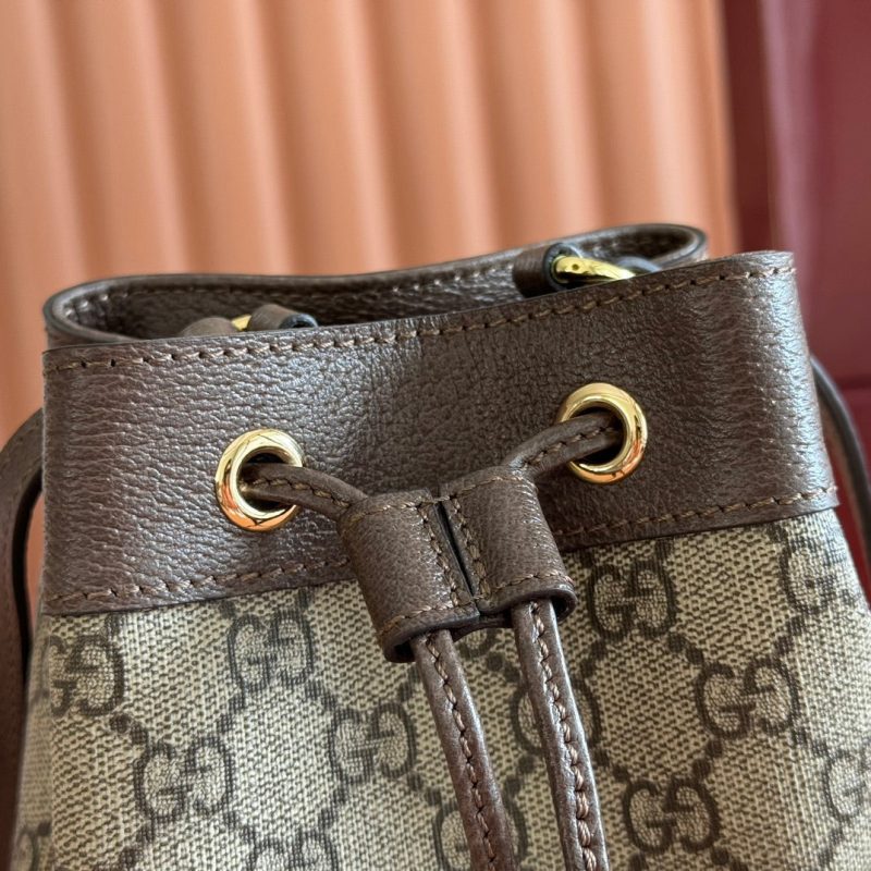 GG Ophidia Mini Bucket Bag Beige Brown Canvas Leather