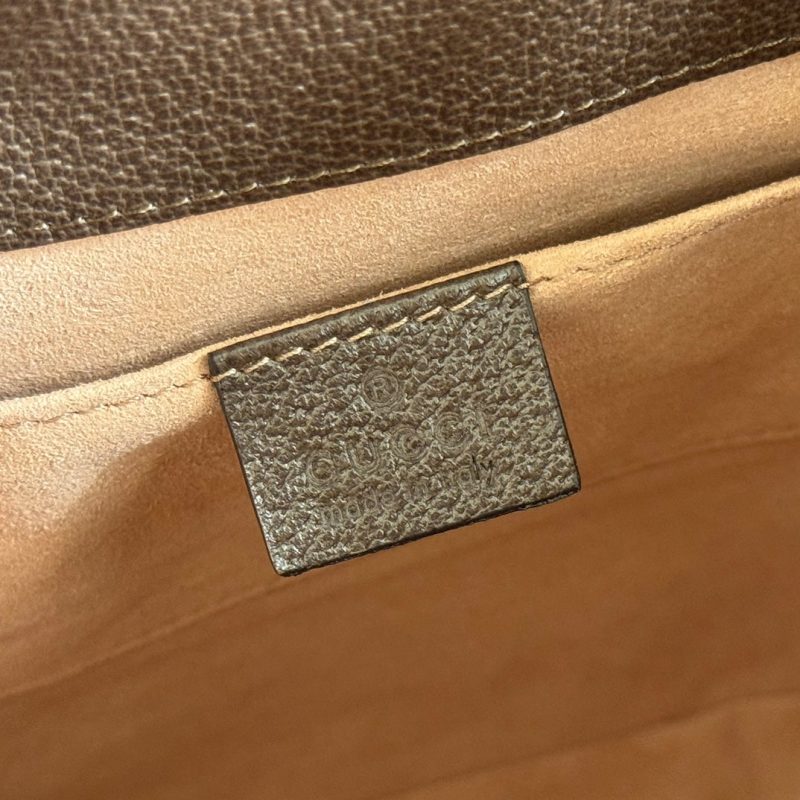 Ophidia Medium Bucket Bag 20.5cm Beige Brown Canvas Leather