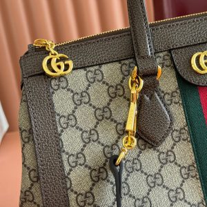 Ophidia GG Medium Tote Bag 33cm Beige Brown Canvas Leather