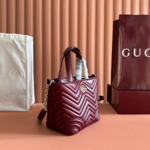 GG 2025 Marmont Tote Bag 29cm Rosso Ancora Red Sheepskin 273627