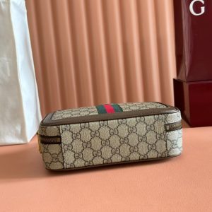 GG Ophidia Small Crossbody Bag Beige & Dark Brown GG Monogram Fabric 272074