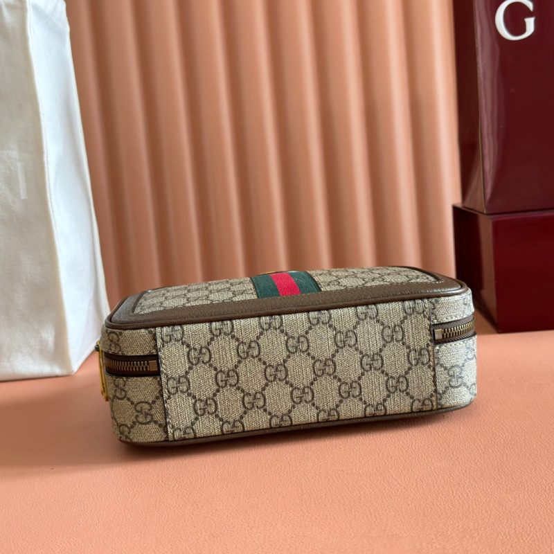 GG Ophidia Small Crossbody Bag Beige & Dark Brown GG Monogram Fabric 272074