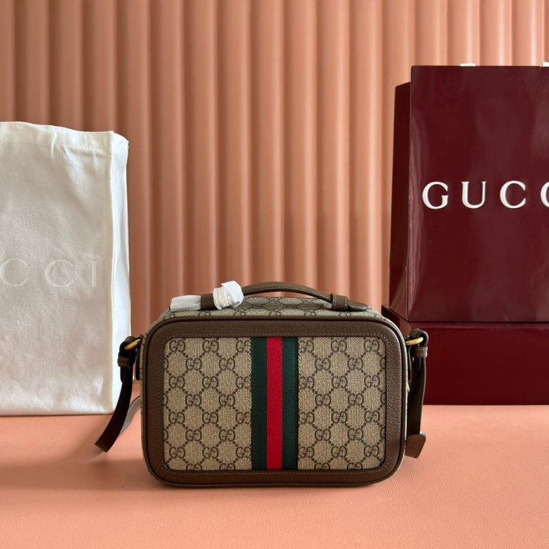 GG Ophidia Small Crossbody Bag Beige & Dark Brown GG Monogram Fabric 272074