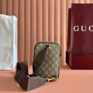 GG Ophidia Mini Messenger Beige& Dark Brown GG Monogram Fabric 272069