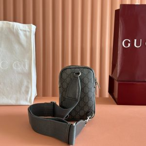 GG Ophidia Mini Messenger Dark Oliver Grey GG Monogram Fabric 272070