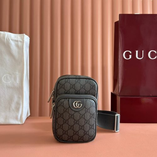 GG Ophidia Mini Messenger Dark Oliver Grey GG Monogram Fabric 272070