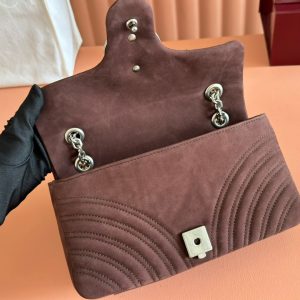 GG Marmont Shoulder Bag Dark Brown Suede 272099