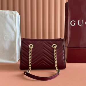 GG Marmont Matelasse Tote Burgundy Leather 271806