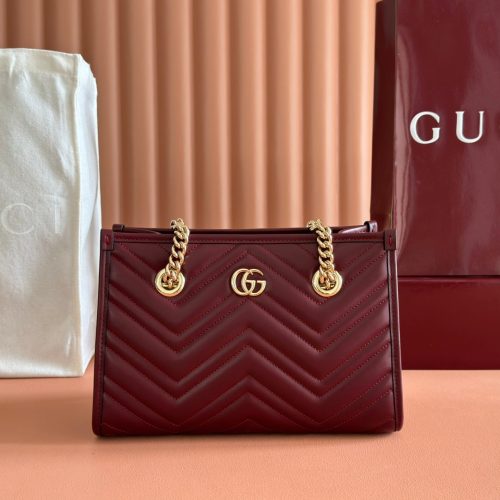 GG Marmont Matelasse Tote Burgundy Leather 271806