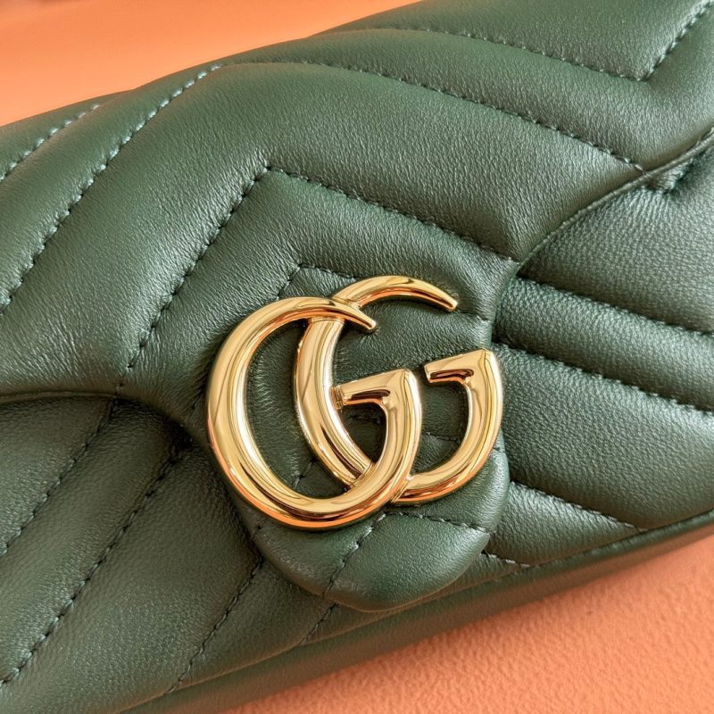 Gucci Marmont Bag 17 Dark Green Lambskin Gold Hardware 271791