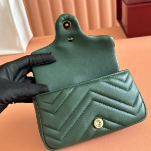 Gucci Marmont Bag 17 Dark Green Lambskin Gold Hardware 271791
