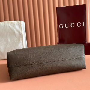 GG 2025 Ophidia Tote Bag 44cm Ebony Brown Canvas Leather 273715