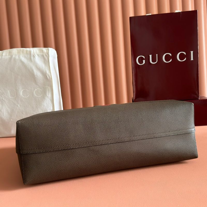 GG 2025 Ophidia Tote Bag 44cm Ebony Brown Canvas Leather 273715