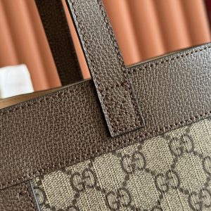 GG 2025 Ophidia Tote Bag 44cm Ebony Brown Canvas Leather 273715