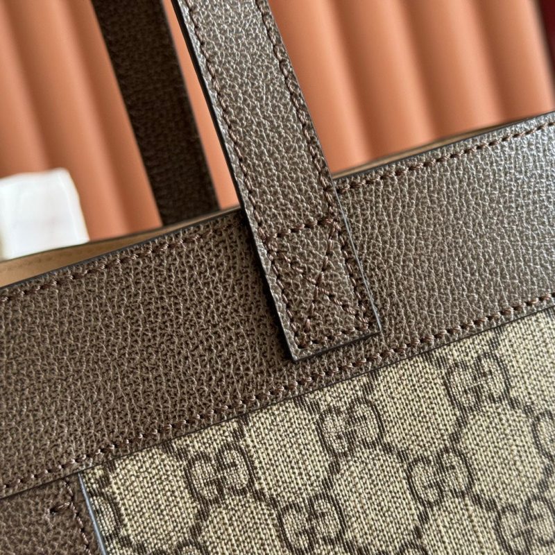 GG 2025 Ophidia Tote Bag 44cm Ebony Brown Canvas Leather 273715