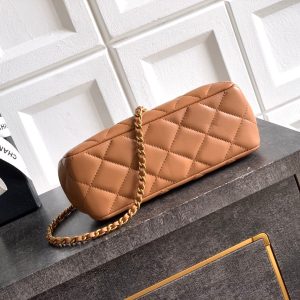 Chanel 2026 Pearl Clutch Brown Gold Lambskin 321879