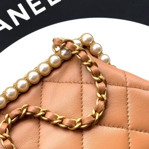 Chanel 2026 Pearl Clutch Brown Gold Lambskin 321879