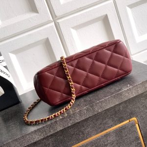 Chanel 2026 Pearl Clutch Burgundy Gold Lambskin 321878