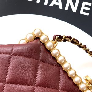 Chanel 2026 Pearl Clutch Burgundy Gold Lambskin 321878