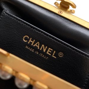 Chanel 2026 Pearl Clutch Black Gold Lambskin 321877