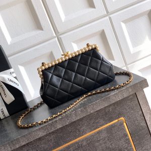 Chanel 2026 Pearl Clutch Black Gold Lambskin 321877