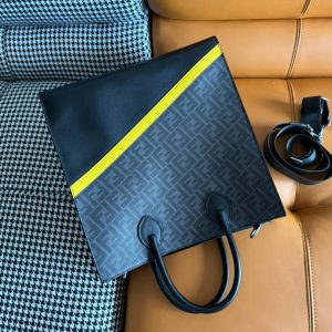 FendiI 38 BAG FF MONOGRAM FF BLACK CALFSKIN WITH STRAP