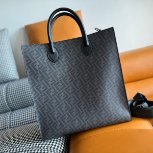 FendiI 38 BAG FF MONOGRAM FF BLACK CALFSKIN WITH STRAP