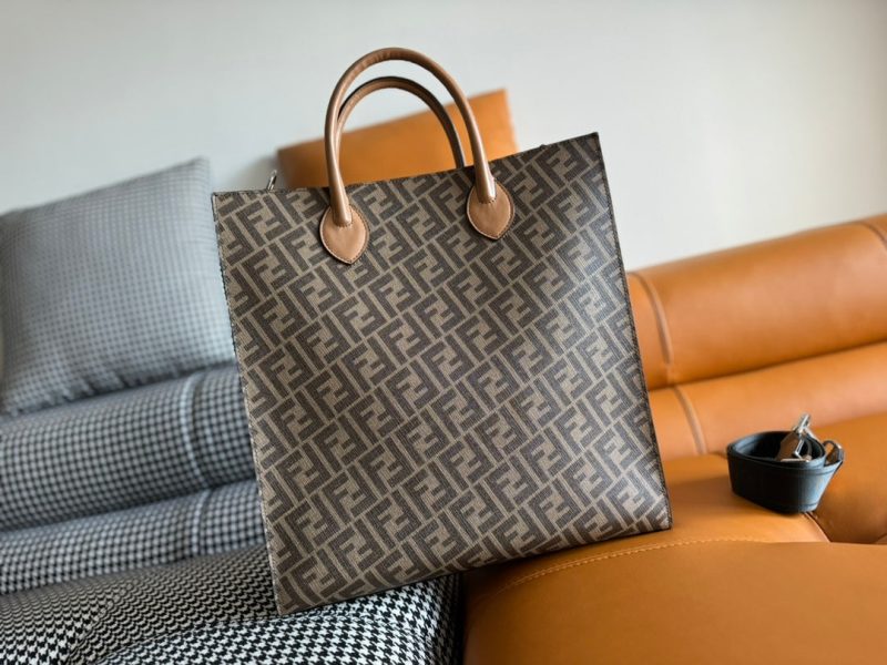 FendiI 38 BAG FF MONOGRAM FF CAMEL BROWN CALFSKIN WITH STRAP