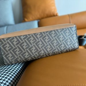 FendiI 38 BAG FF MONOGRAM FF CAMEL BROWN CALFSKIN WITH STRAP