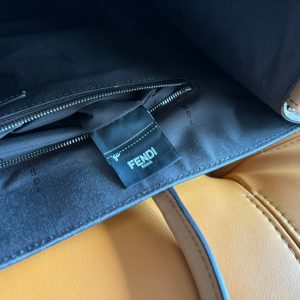 FendiI 38 BAG FF MONOGRAM FF CAMEL BROWN CALFSKIN WITH STRAP