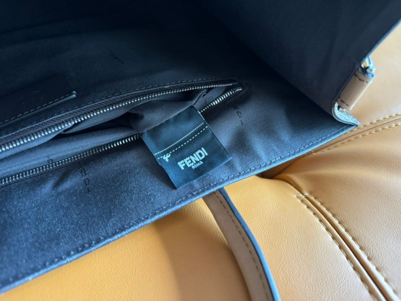 FendiI 38 BAG FF MONOGRAM FF CAMEL BROWN CALFSKIN WITH STRAP