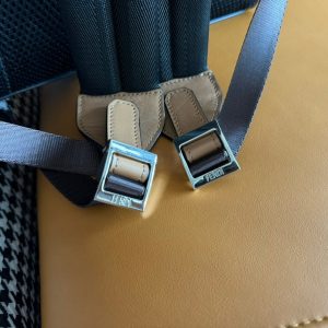 FendiI 44 MINI BACKPACK IN CAMEL BROWN MONOGRAM JACQUARD FABRIC AND CALFSKIN