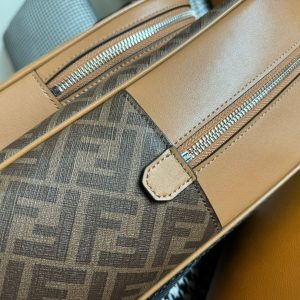 FendiI 44 MINI BACKPACK IN CAMEL BROWN MONOGRAM JACQUARD FABRIC AND CALFSKIN